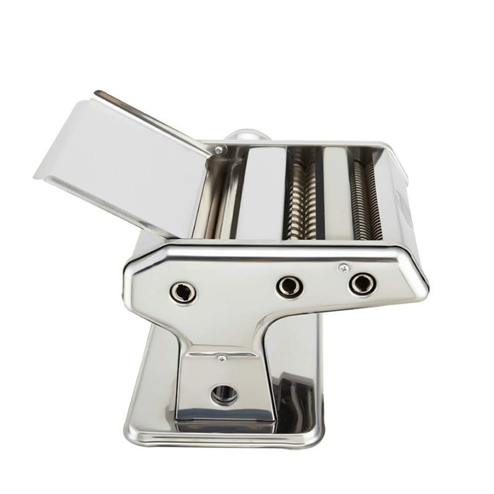 AIZYR Acero Inoxidable Máquina para Hacer Pasta, Base Antideslizante Máquina para Hacer Pasta - Seis Engranajes para Ajustar El Grosor/Diseño Mejorado del Panel De La Entrepierna, Plata