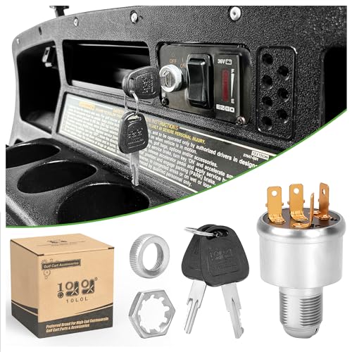 10L0L Golf Cart Ignition Switch for EZGO TXT Medalist Marathon Workhorse ST Shuttle Golf Cart Uniquely Keyed Starter 4 Terminals Prong Replace 33639G01 33639G03 00568G6 17137G1 17063G1