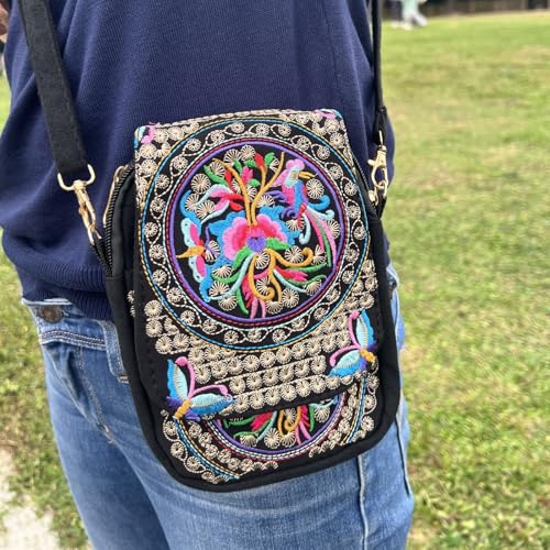 Embroidered Crossbody Bag Boho Ethnic Shoulder Bag Vintage Handmade Women Cellphone Pouch Small Handbag Coin Purse2
