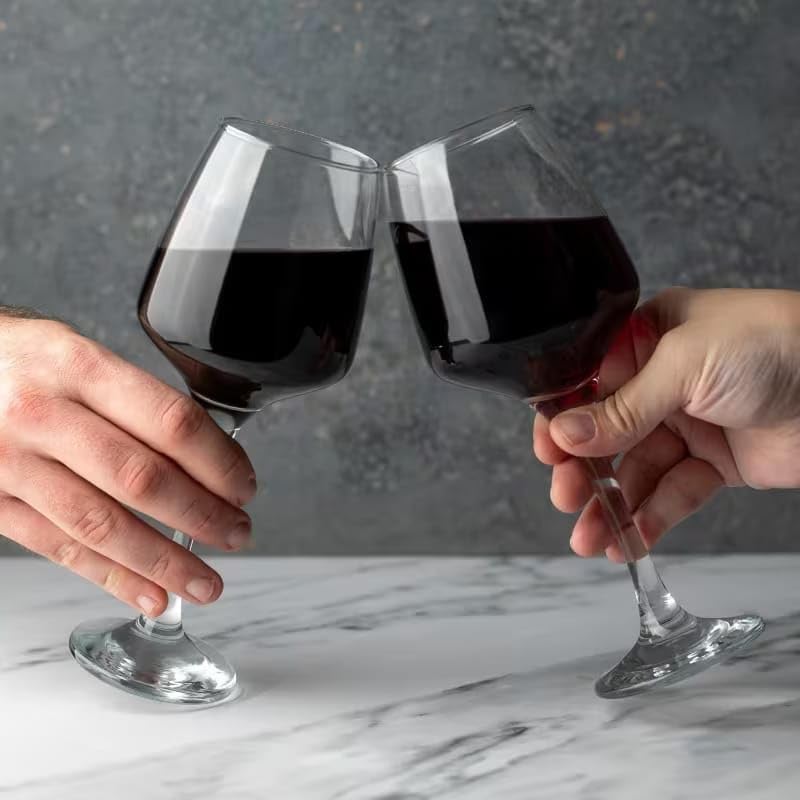 Image of PrimeWorld Wine Glasses Set of 6 - 200ml | Crystal Clear Elegant Stemmed Glassware for Red & White Wine | Perfect for Parties, Dining & Home Use