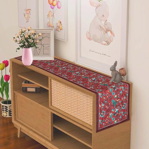 Image of Homerz Premium Runner for Dining Table, 13x72 inch Size, Smooth Velvet Fabric, Antiskid Backing (Lal Bagh)