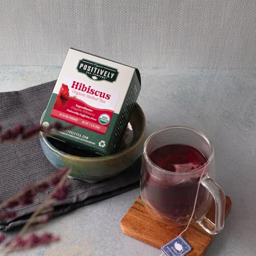 Image of Positively Tea, Organic Hibiscus Herbal Tea Bags, 20 Count, 0.8 ounces
