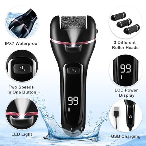 Image of MORTON DAVIES Rechargeable Callus Remover For Feet | Foot Filer Scrubber For Dead Skin | 3 Roller Heads For Dead Skin Removal | Pedicure Machine