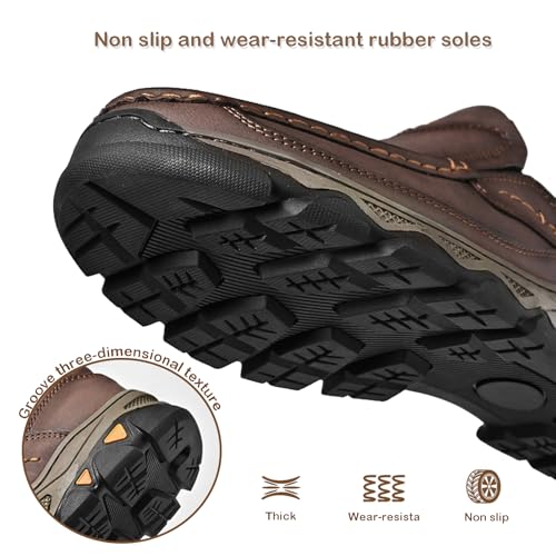 Men's Water-Resistant Leather Slip On Loafers Walking Shoes, Comfortable Breathable Business Dress Casual Driving for Outdoor Hiking4