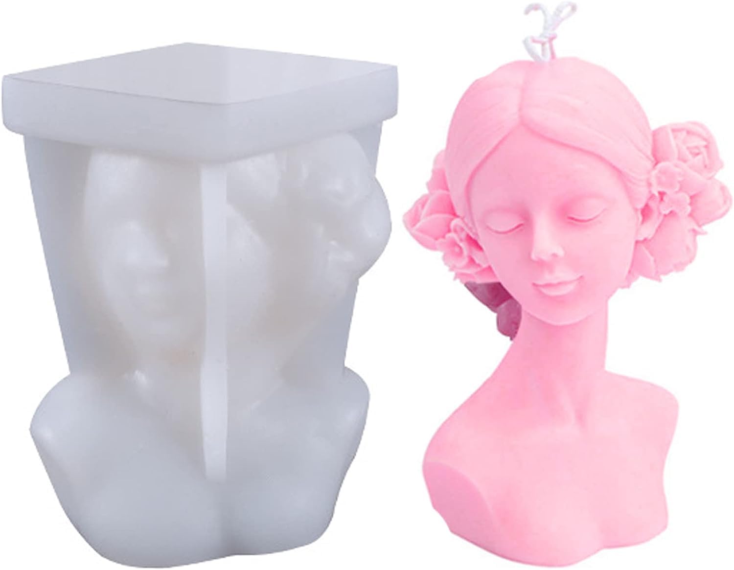 ShoppeeCity Closed Eye Women Face Shape Silicone Candle Molds I 3D Fondant Silicone Bust of Girl Wax Mould I for Handmade Ornament Aromatherapy Plaster, Soap, Resin Casting, Art Craft Making Tools-image-23