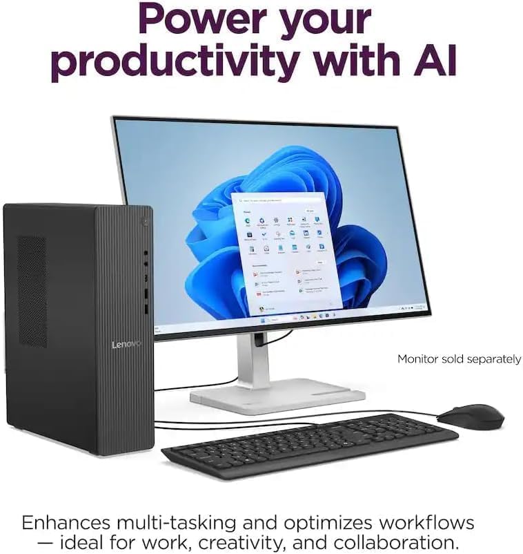 Image of Lenovo IdeaCentre 8L SFF Tower Desktop Computer, Intel Core i7-14700 (20 Cores, 33MB Cache, Up to 5.4GHz), 64GB DDR5 RAM, 2TB SSD, Wi-Fi 6 & Bluetooth 5.2, Intel UHD Graphics 770, Wired KB & Mouse