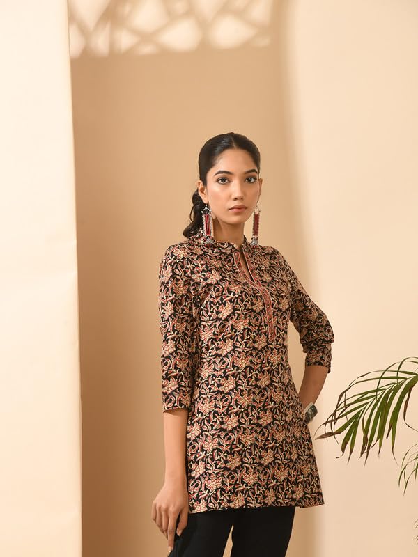 Image of Meesan Women's Casual Ethnic 3 /4 Sleeve Printed Tunic
