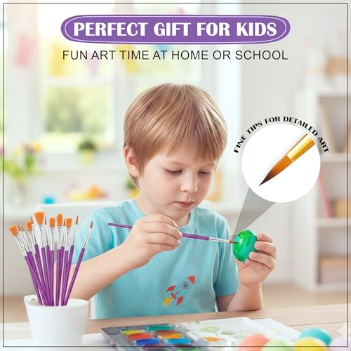 Image of GLUN Premium Paint Brushes 12 Different Professional Drawing Paint Brush Set Purple Colour, Wide to Fine Tip, Nylon Hair Artist Paintbrushes