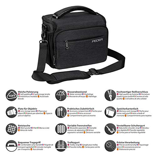 PEDEA DSLR-Kameratasche Noble Fototasche für Spiegelreflexkameras mit wasserdichtem Regenschutz, Tragegurt und… – Bild 5