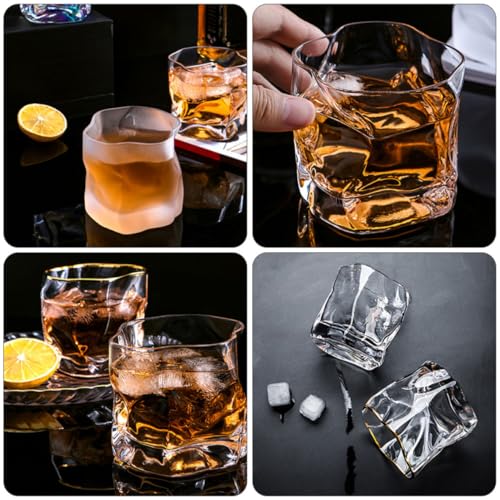 Vasos de whisky de vidrio retorcido estables y resistentes de alta calidad Hoement 5
