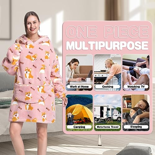 Oversized Blanket Hoodie, Adult Women Sherpa Fleece Wearable Blanket Warm and Cozy Giant Hooded Blanket Fluffy Sweatshirt for Women and Men - Image 3