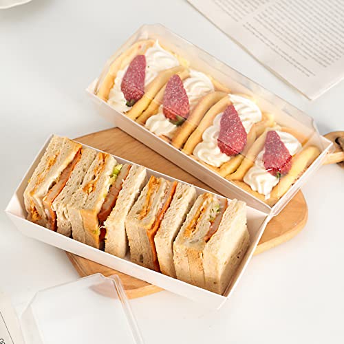 Zorrita ZO004 50 Pack Paper Charcuterie Boxes With Clear Lids, Disposable Strawberry Boxes Rectangle To Go Bakery Containers thumb #5