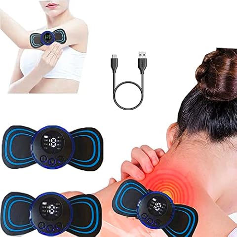 Mini EMS Muscle Stimulator, Mini Neck Massager Abs Trainer Abdominal Trainer, Massage Pads Massager Effective for Back Waist 2Pcs Cover