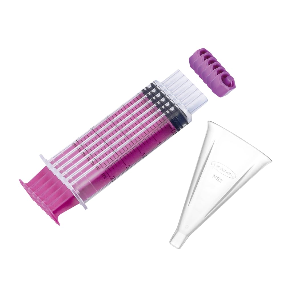 5er Set Kolostrum Spritze mit Kappe (2.5 ml) passend für Lansinoh Primo-Lacto Trichter nutrisafe2 | Set aus Spritzen+Trichter | zum Sammeln von Kolostrum | Auffangen von Muttermilch