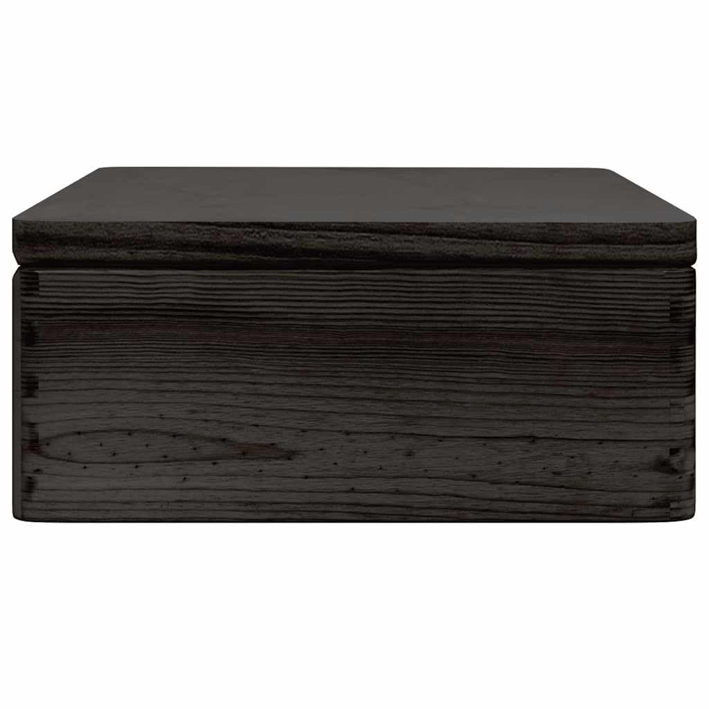 Caja de madera de pino macizo con tapa negra con bisagras, caja de almacenamiento rústica 40 x 30 x 13 cm para fotos y recuerdos