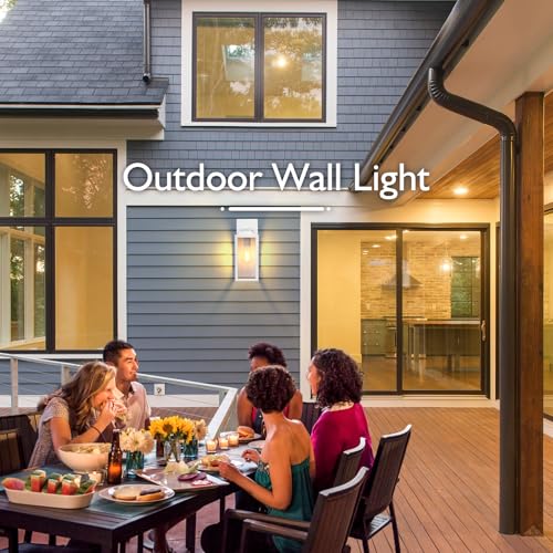 Image of BesLowe Outdoor Wall Light, Modern Exterior Porch Sconce Lighting, White