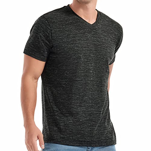 RONOMO Herren T-Shirt Basic T-Shirt mit V-Ausschnitt（V2V Schwarz L