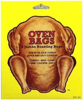 HIC Porcelain 2 Jumbo Roasting Oven Bags for Turkey Beef Lamb Pork Chicken Duck