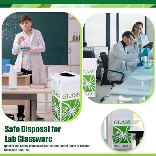 Image of Resurhang 12 Pcs Broken Glass Disposal Box 12 inch L x 12 inch W x 27 inch H Floor Model Laboratory Glass Disposal Cardboard Box Container Bins Trash Cans Cartons for Party Broken Bottle