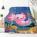 Cute Axolotl Throw Blanket, Ocean Blanket Plush for Baby Girls Boys Gifts, Ultral Soft Lightweight Cozy Aquarium Seaweed Flannel Fleece Suit for Sofa, Couch, Bed, 40