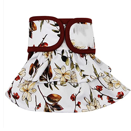 Botocooマナーベルト 女の子 犬 おむつ 洗える女の子用 スカートデザイン子犬のおむつ猫 おむつ再利用可能 高吸収性 耐久性サニタリーパンツ おむつパットカバー 雌犬 老 犬失禁 介護用 ウェストサイズ調整可能 L 花