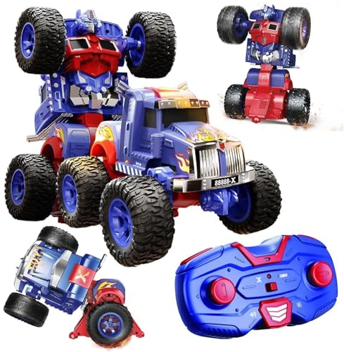 Image of SUPER TOY Remote Control Transform Car 360 Deformation RC Robot Truck One Click Convertible Racing Car for Kids Boys Birthday Gift