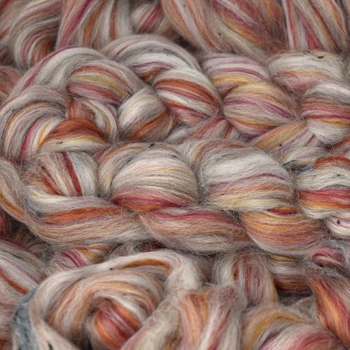 Image of Combed Top Roving. Limited Edition Fiber for Spinning, Needle Felting, Wet Felting, Weaving and Crafting. Fancy, Colorful, Exotic Designer Blend, Ponderosa