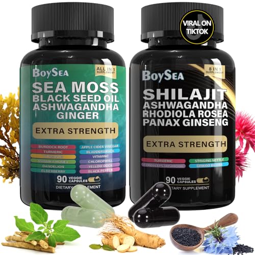 Boysea.Shilajit and Sea Moss Bundle- 90 Count - Sea Moss, Black S...