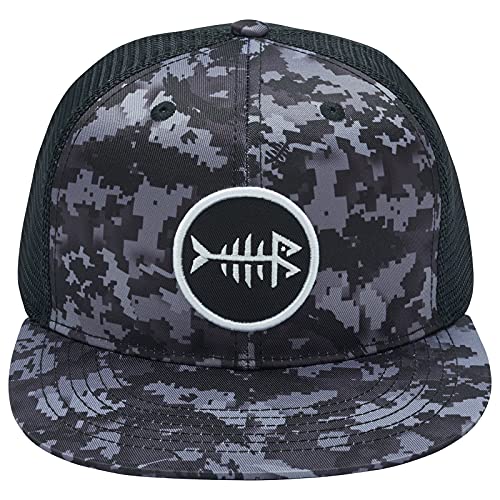 Image of BASSDASH Flat Brim Trucker Cap Adjustable Snapback Hat Mesh Back for Men Women