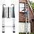 Aluminum Telescoping Ladder 20.3FT 6.2M Extension Tall Loft Ladder with Hooks Slow Down Design Extendable Ladders Portable for Household Daily Outdoor Activities, 330 Pound Capacity Silver