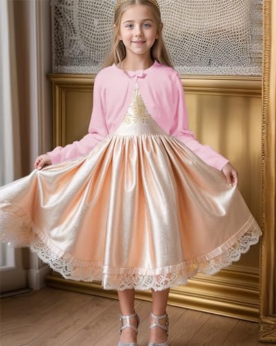 BOBOYOYO Long Sleeve Girls Shrug Knit Girls Cardigan Childrens Bolero Dress Sweater Toddler Shawl Cover Up for 3-12Y3