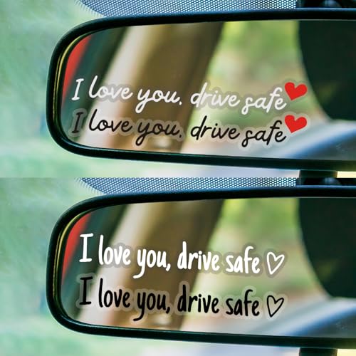 Image of 12Pcs I Love You Drive Safe Mirror Stickers, Cute Car Stickers for Women, Vinyl Waterproof Car Decals for Rearview Mirror Window Windshield, Funny Show Love Sticker for Auto Accessories (Mixcolor)