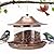 Bird Feeder for Outdoors Hanging, Heavy Duty Metal Bird Feeder for Wild Birds, 4.5Lbs Large Capacity Weatherproof Birdfeeder for Outside Garden Yard,Easy to Clean and Fill, (Bronze)