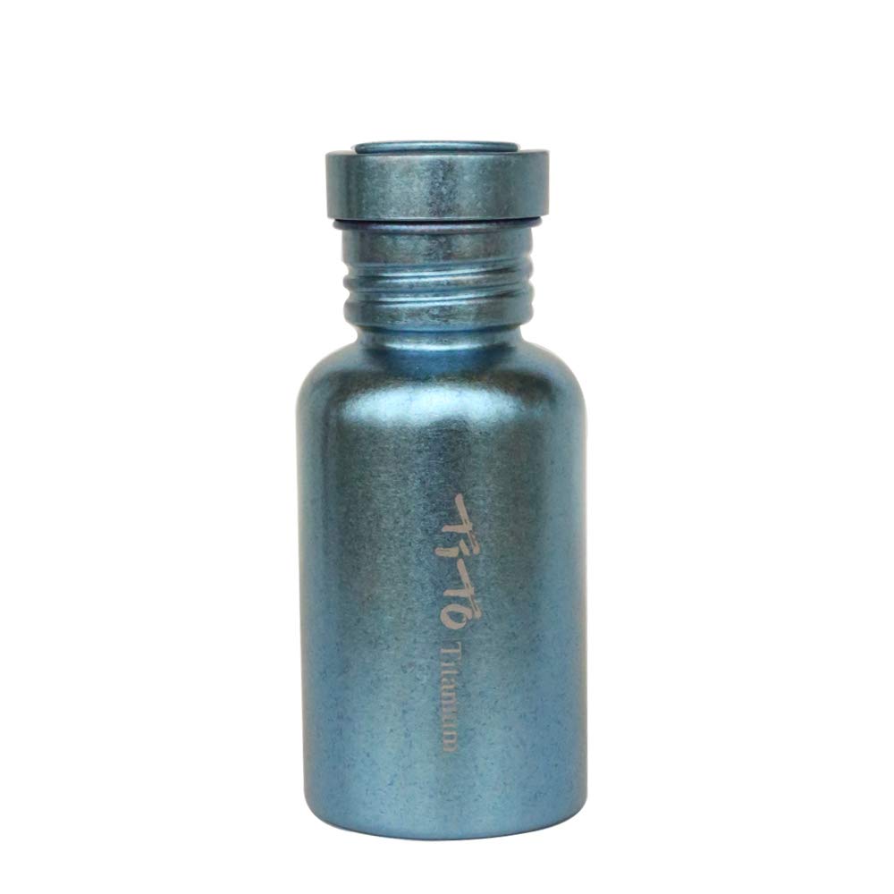 TiTo Titanium Sports Bouteille d'eau Avec Couvercle en Titane Réutilisable D'eau Sport Anti-Fuite Ecologique Gourde Sport pour Fitness Vélo Camping Randonnée Adulte Water Bottle(Bleu 420 ml)