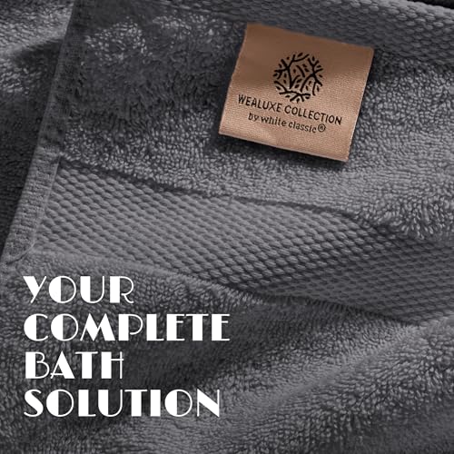 Image of Gray Bath Towel Set of 6-100% Cotton Highly Absorbent Towels for Bathroom, 2 Luxury Bath Towels 650GSM, 2 Hand Towels, 2 Washcloths