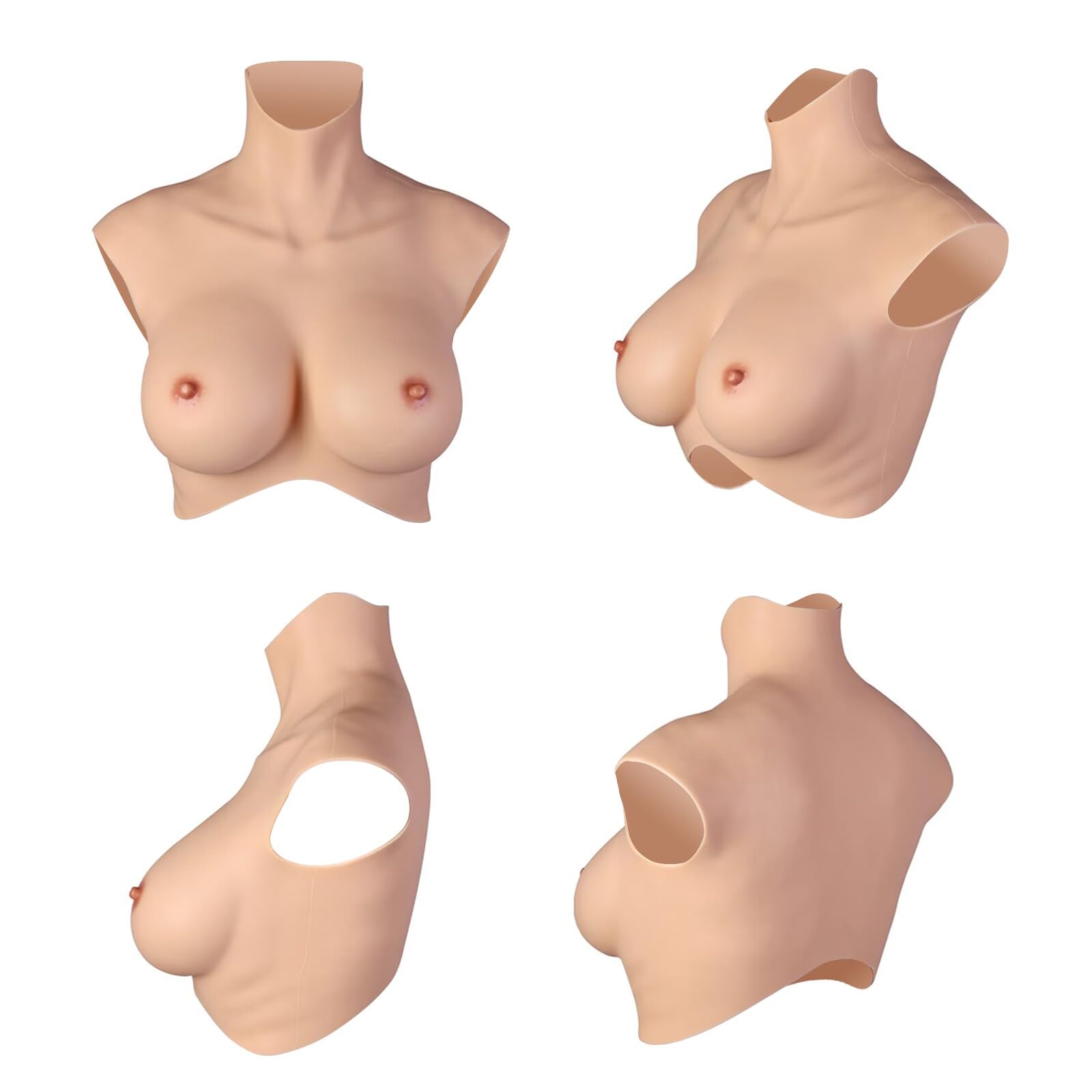 CRRCLSY Silicone Breastplate Realistic Breast Forms for Crossdresser Drag Queen Mastectomy Transgender ladyboy Cosplayer (Tan - Image 2