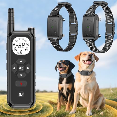 ALTOUMAN Wireless Dog Fence, Electric Fence for 2 Dogs 185 Days Standby Time Training Collar, Flash Light & Waterproof Outdoor Portable Dog Perimeter Collar with 3 Training Mode for Large Medium Dogs