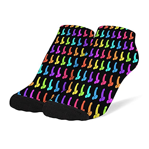 Penis Colors Funny Pattern Women's No Show Socks Athletic Ankle Socks Low Cut Casual Socks