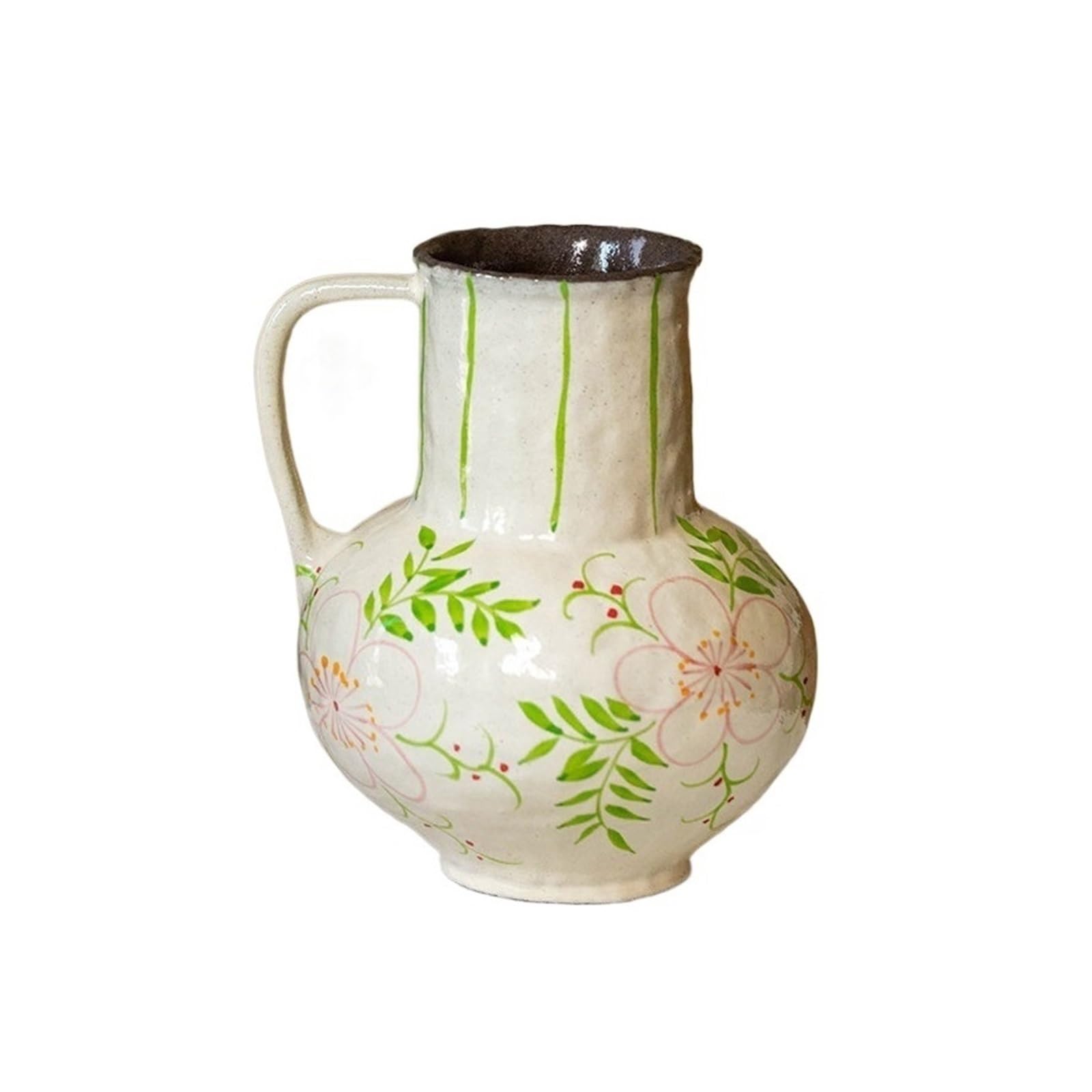guiling-1986 Vases Decor Hand-Painted Flower Jug Vase Ceramic Pitcher Vases for Home Flower Vases(Medium)