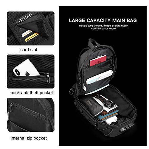 Image of ZUK Anti Theft Sling Bag Shoulder Crossbody Backpack Waterproof Chest Bag with USB Charging Port Lightweight Casual Daypack