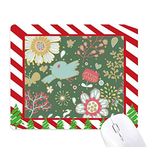 Tapis de souris fleur vert foncé décor canne de Noël pour le bureau
