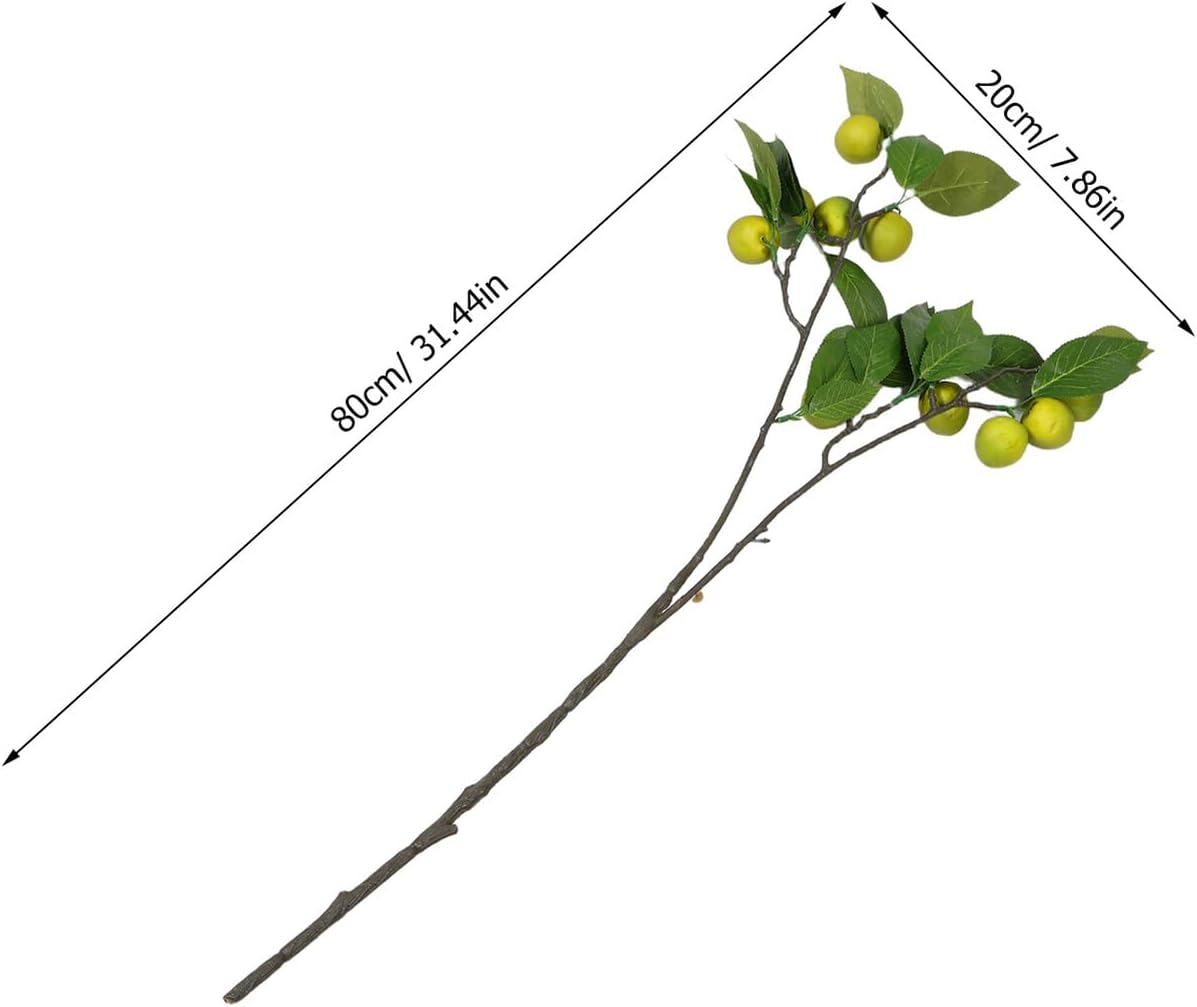 Artificial Fruit Tree Branches Faux Greenery Stems Lifelike Plum Twigs Decorative Simulation Branches for Vase Arrangement Home Shelf Floral Décor