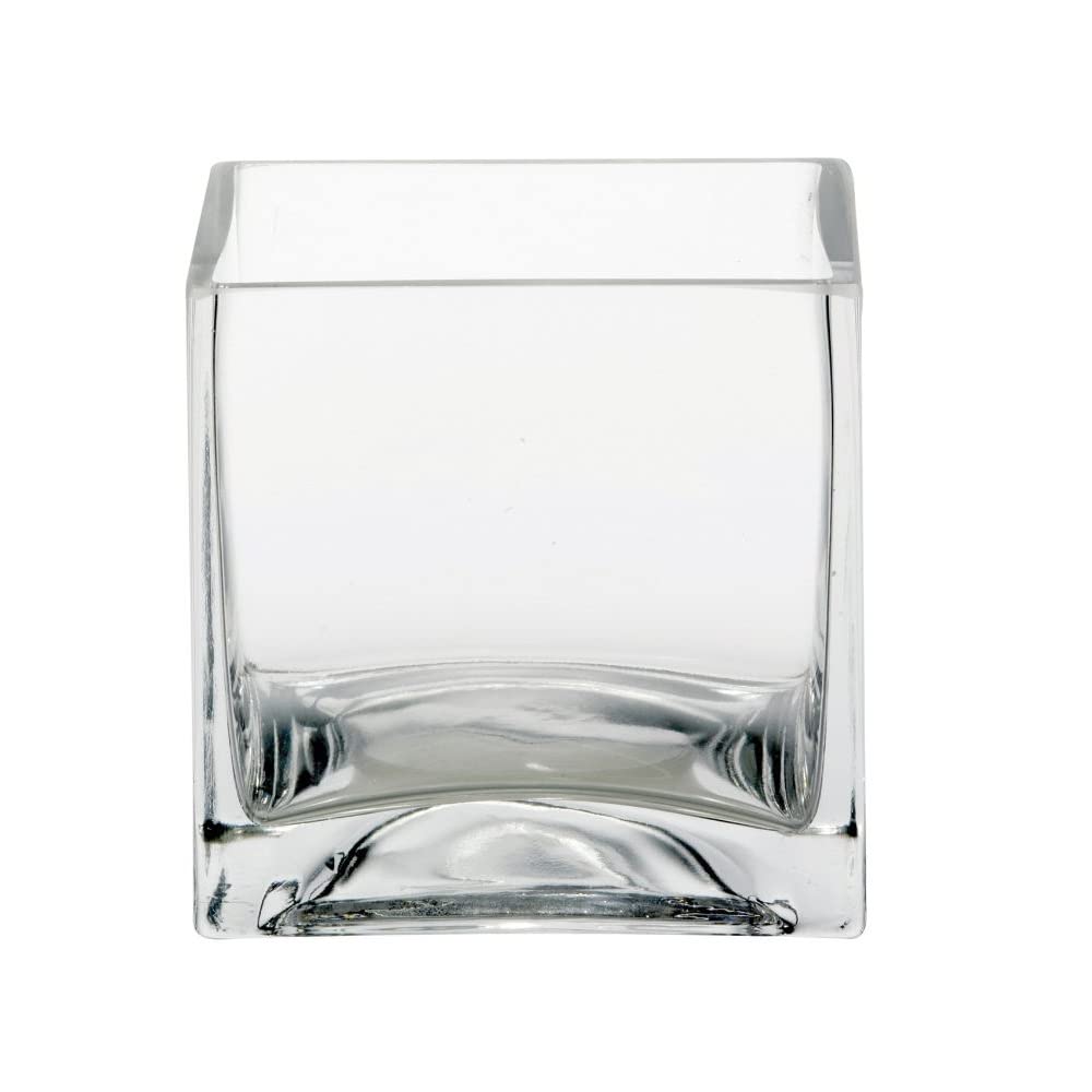 Floralcraft® 12cm Glass Cube Vase Flowers Vase Decorative Centerpiece for Floral Arrangements, Home Decor Wedding Party, Planter Terrarium Candle Holder