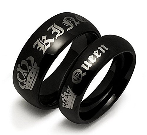 Blowin His Queen Black Stainless Steel Wedding Band Anniversary Engagement Promise Ring 6mm (Her Size 7)