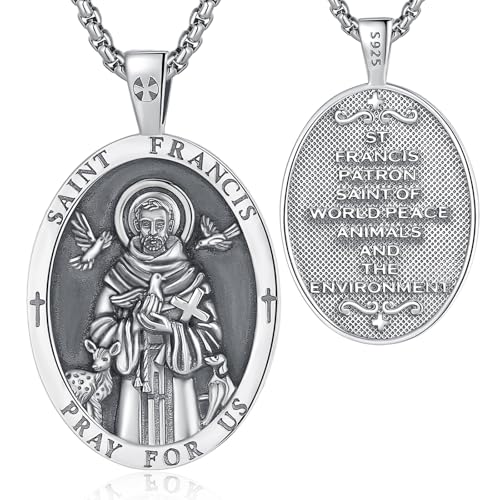 Vito 925 Sterling Silver Saint Necklaces for Women Men, St Michael/Crucifix/Caravaca/St Jude/Virgin Mary Pendant Patron Saint Amulet Medal Religion Jewelry Gift