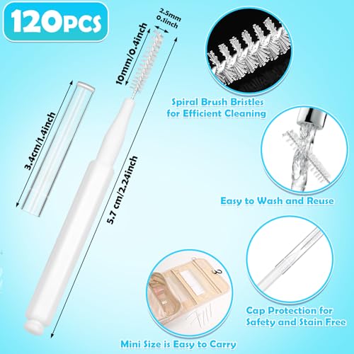 Image of MAPVOLUT 120 Pieces Interdental Brushes, Braces Brush Cleaner Orthodontic Flossers Toothpicks Floss Picks for Braces Kit for Teeth Cleaning Tools Spiral Dental Brush Head for Efficient Oral Care White