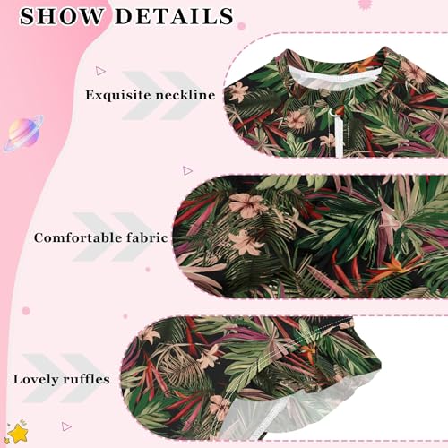 Leaves Girls Long Sleeve Rashguard Swimsuit UV Protection One-Piece Swimwear Bathing Suit B04047004