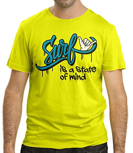 Cressi Beach Surf Is A State of Mind Camiseta, Hombre, Amarillo, S