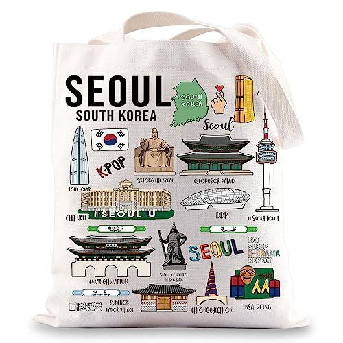 BWWKTOP South Korea Seoul Tote Bag - Seoul Souvenirs & Travel Gifts - Shoulder & Shopping Bag