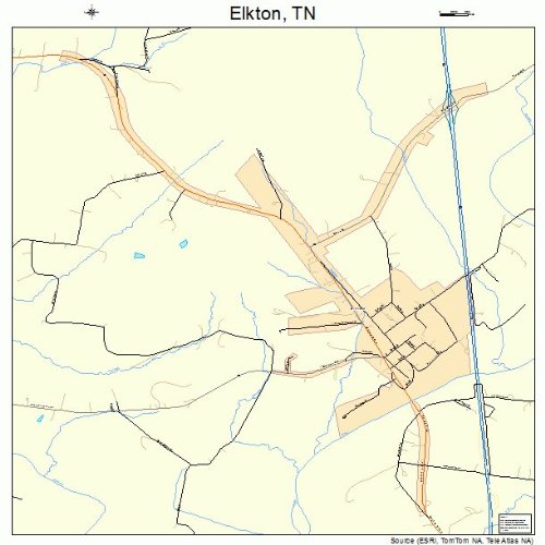 Large Street & Road Map of Elkton, Tennessee TN Printed poster size